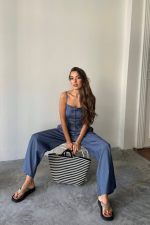 TENCEL CROP ASKILI BLUZ - ŞALVAR PANTOLON TK - Görsel 2