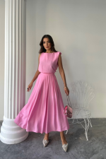 KETEN KOLSUZ BLUZ - MAXİ ETEK TAKIM