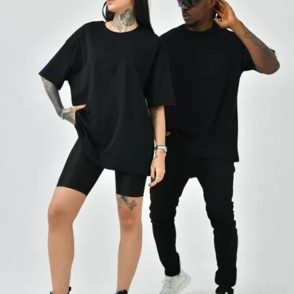 Unisex Basic Bisiklet Yaka Oversize T-Shirt