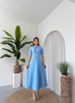 Wera Taşlı Fiyonk Detaylı Elbise - Görsel 8