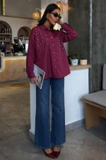 Kristal Taş Çakımlı Poplin Gömlek 3413 - Görsel 2