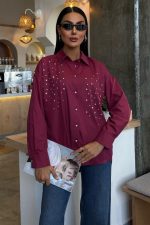 Kristal Taş Çakımlı Poplin Gömlek 3413 - Görsel 8