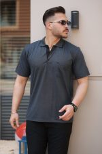 Erkek Yakalı Mini Jakarlı Kısa Kollu T-shirt - Görsel 3