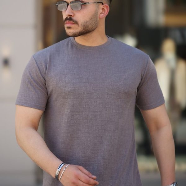 Erkek Ağaç Kabuğu Desenli Kısa Kollu T-shirt