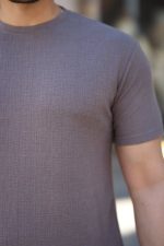 Erkek Ağaç Kabuğu Desenli Kısa Kollu T-shirt - Görsel 3