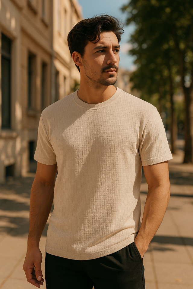 33ece192e9ee26d1d12d5cdb6bda57a8_68739-0.png Erkek Kısa Kollu Zigzag Desenli T-shirt - Görsel 1