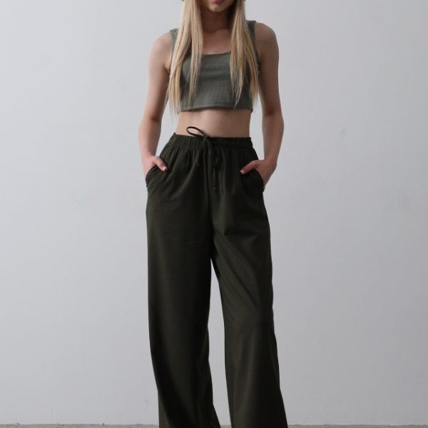 Beli Lastikli Bol Paça Pantolon