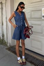 Gümüş Düğmeli Yelek Ve Şort Tensel Takım 10174 - Görsel 2