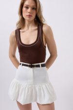 Büzgü Detay Mini Etek - Görsel 4