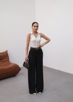 Keten Kemerli̇ Ve Dökümlü Palazzo Pantolon (Kemer Dahi̇l)