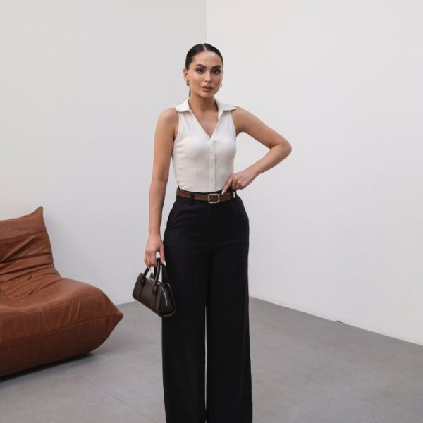 Keten Kemerli̇ Ve Dökümlü Palazzo Pantolon (Kemer Dahi̇l)