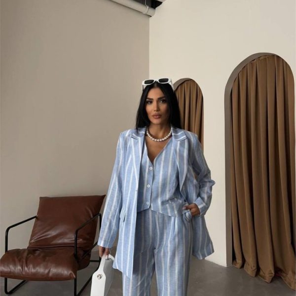 ÇİZGİLİ CEKET KETEN