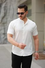Erkek Hakim Yaka Kısa Kollu Gömlek