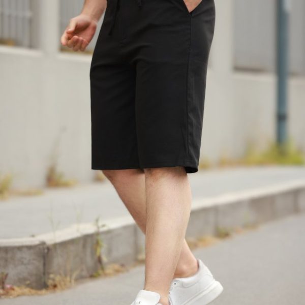 Erkek Beli Bağcıklı Ve Düğmeli Bezayağı Kumaş şort