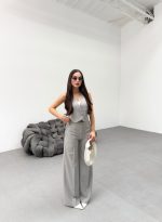 Toskana Çi̇zgi̇li̇ Kruvaze Yaka Tek Düğmeli̇ Yelek Pantolon Takim - Görsel 3