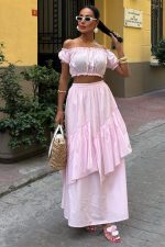 Büzgülü Crop Kat Detaylı Fırfır Etekli Takım 10196 - Görsel 5