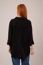 Salaş Kesim Cepli Siyah Gömlek - Görsel 4