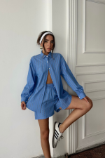 POPLİN ÇİZGİLİ GÖMLEK - ŞORT TAKIM