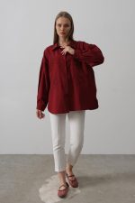 Boncuk Nakış Detaylı Uzun Gömlek