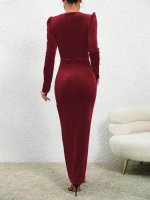 Kadın Uzun Kollu Bisiklet Yaka önden Büzgü Detaylı önden çapraz Detay - Görsel 3