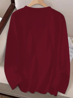 Kadın Uzun Kollu Bisiklet Yaka Gülen Yüz Desenli Viskon Bluz - Görsel 4