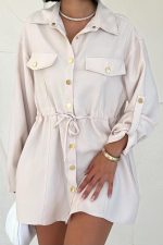 Bej Çıtçıtlı Tünelli Gömlek - Görsel 2