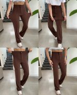 Kadın Yüksek Bel Full Likralı Krep Kumaş Pantolon - Görsel 8
