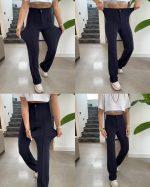 Kadın Yüksek Bel Full Likralı Krep Kumaş Pantolon - Görsel 9
