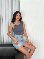 Osy Modal Yumuşak Dokulu Kumaş Bisiklet Yaka Sıfır Kol Bluz Omuz Toka Aksesuar Detaylı