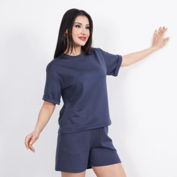 Osy Modal Yumuşak Dokulu Kumaş Bisiklet Yaka T-shirt Kısa Şort İkili Takım