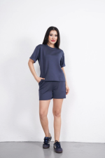 Osy Modal Yumuşak Dokulu Kumaş Bisiklet Yaka T-shirt Kısa Şort İkili Takım - Görsel 2