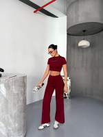 Osy Modal Yumuşak Dokulu Kumaş Kısa Kollu Crop Alt Ispanyol Paça Pantalon Ikili Takım