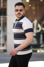 Erkek Yakalı Fermuarlı çift Renk Kısa Kollu T-shirt - Görsel 2