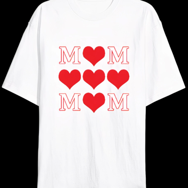 Anneler Gününe Özel Tasarım MOM Kalp Baskılı T-shirt