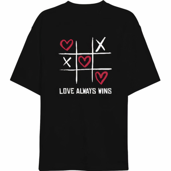 Sevgililer Günü İçin Özel Tasarım Love Always Wıns Baskılı T-shirt
