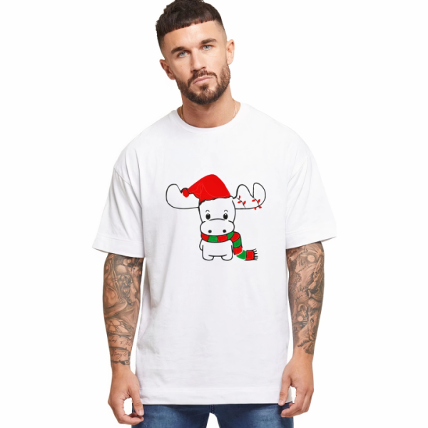 Ren Geyiği Baskılı Noel İçin T-shirt