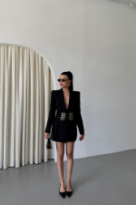 TEK DÜĞME CEKET 3 TOKALI KEMER SÜSLÜ