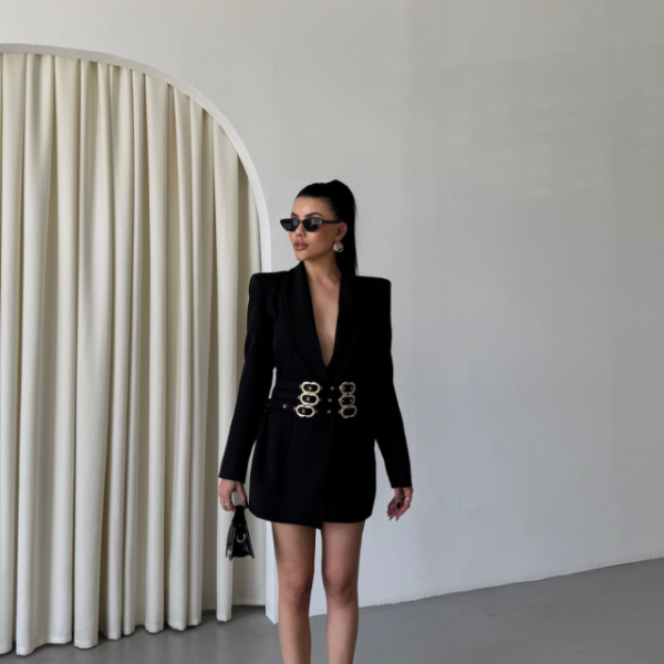 TEK DÜĞME CEKET 3 TOKALI KEMER SÜSLÜ