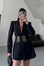 TEK DÜĞME CEKET 3 TOKALI KEMER SÜSLÜ - Görsel 2