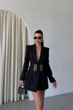 TEK DÜĞME CEKET 3 TOKALI KEMER SÜSLÜ - Görsel 3