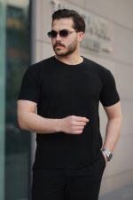 Erkek Kısa Kollu Baklava Desenli T-shirt