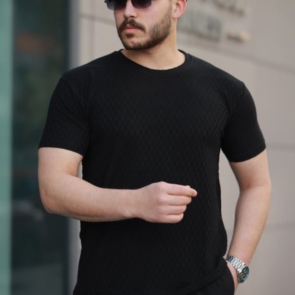 Erkek Kısa Kollu Baklava Desenli T-shirt