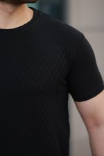 Erkek Kısa Kollu Baklava Desenli T-shirt - Görsel 3