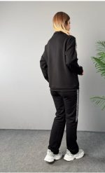 Kadın Fermuar Ve Ekose Detay Sweatshirt Ve Pantolon üç Iplik Kumaş Ikili Takım - Görsel 3