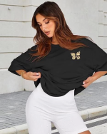Bisiklet Yaka Baskılı T-shirt