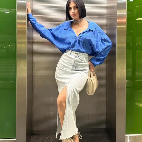 Kar Yıkama Yırtmaçlı Kot Etek