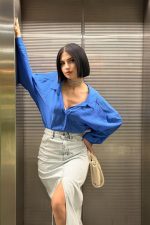 Kar Yıkama Yırtmaçlı Kot Etek - Görsel 2