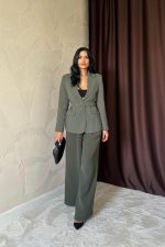 Haki Cep Kapaklı Ve Kemerli Ceket - Görsel 2