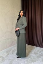 Haki Cep Kapaklı Ve Kemerli Ceket - Görsel 4