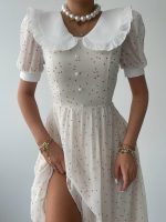 Aversa İnci Detay Şifon Elbise - Görsel 4